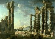 Leonardo Coccorante Port of Ostia in Calm Weather oil on canvas